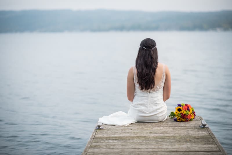 Bridal Portrait at Keuka Lake Yacht Club in Keuka, NY | Finger Lakes Wedding Photography