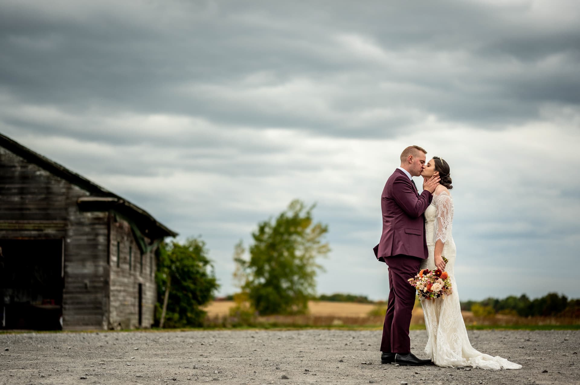 Couple Kissing at The Gallagher in Medina, NY | Western New York Wedding Photography