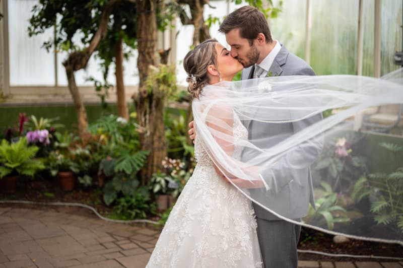 Couple at Buffalo Botanical Gardens in Buffalo, NY | Buffalo Wedding Photography