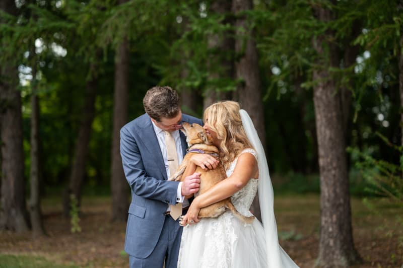 Couple with Dog at Monroe Country Club in Pittsford, NY | Rochester Wedding Photography